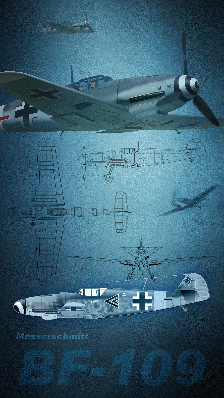 蔚蓝色的海天之间-BF-109G战斗机一枚