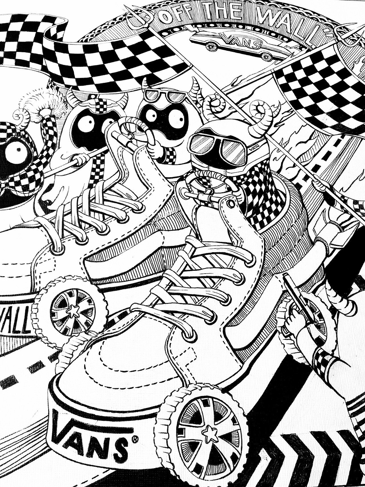 VANS恶魔赛车（图ZNDc3NjA5MzI=） - 商业插画 - 站酷设计师庄泽松原创素材 - 站酷ZCOOL