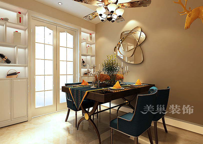 保利海上五月花120平三室两厅美式乡村装修案例——效果图