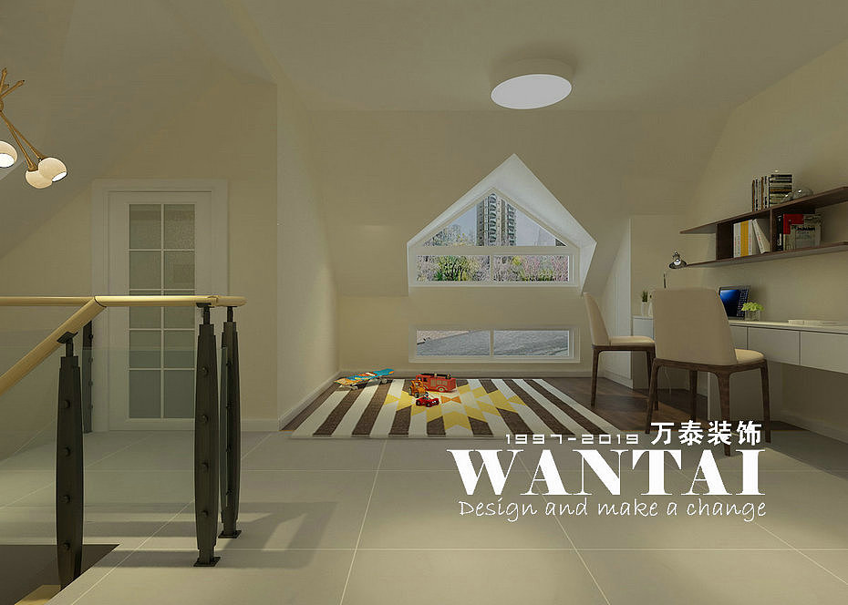 泰安兴隆家园170m²顶加阁复式现代简约装修效果图