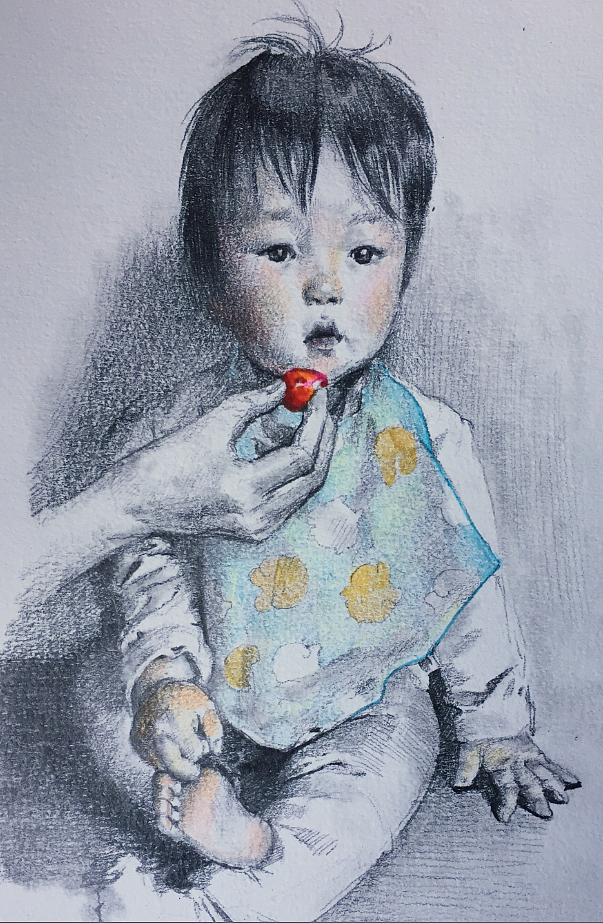 女兒1歲素描（圖ZMjEyNDI3MDIw） - 繪畫(huà) - 站酷設(shè)計(jì)師何軒1988原創(chuàng)素材 - 站酷ZCOOL