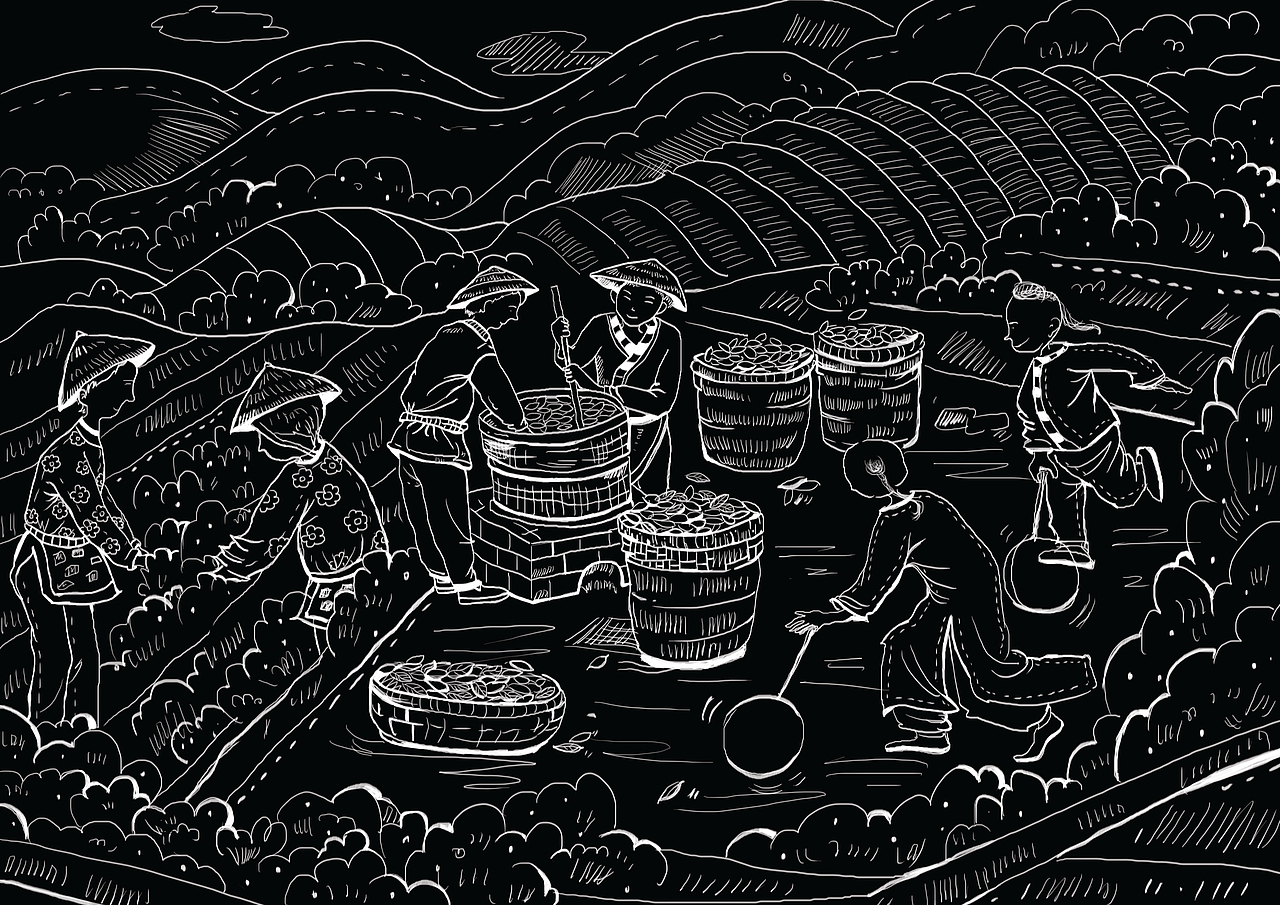 采茶图 比较仓促的画完了 哎 有些惭愧