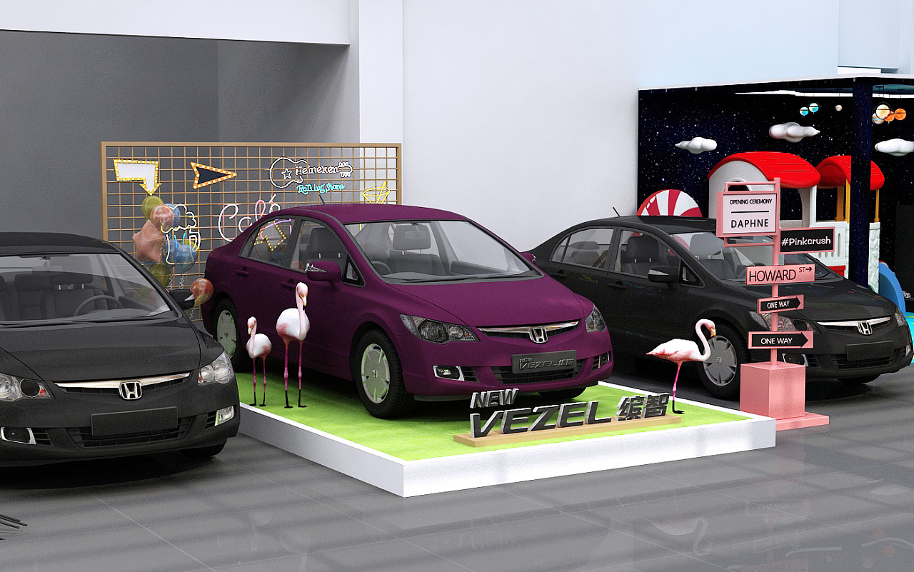 广汽本田4s店展厅3d效果图|三维|场景|懒兔007 - 原创作品 - 站酷