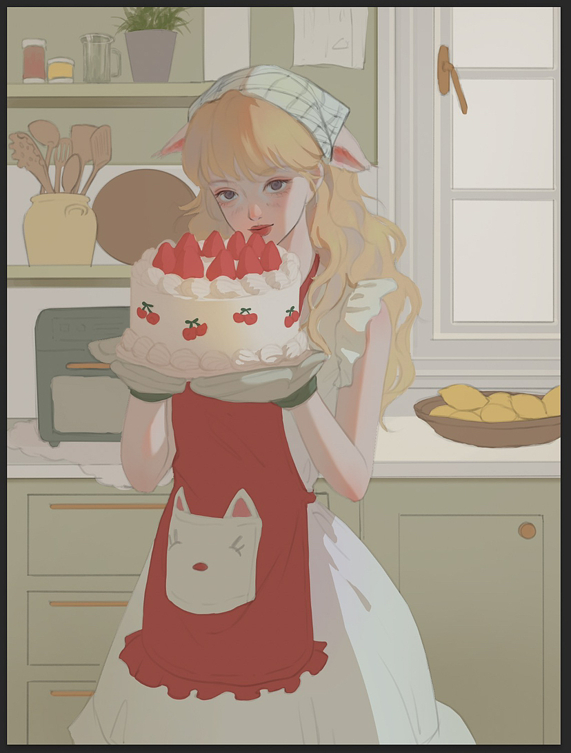 狐狸妹妹给你做了草莓蛋糕哦