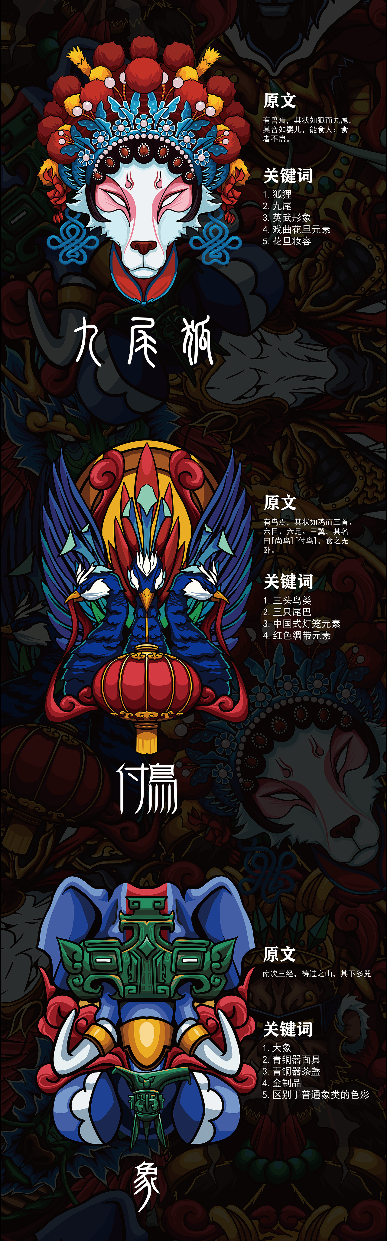 《南山经》异兽插画设计（图ZMjk3NTUzOTUy） - 新锐潮流插画 - 站酷设计师迷人的螃蟹原创素材 - 站酷ZCOOL