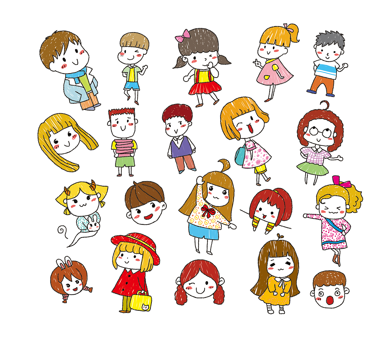 简笔画手杖人物卡通插画简洁