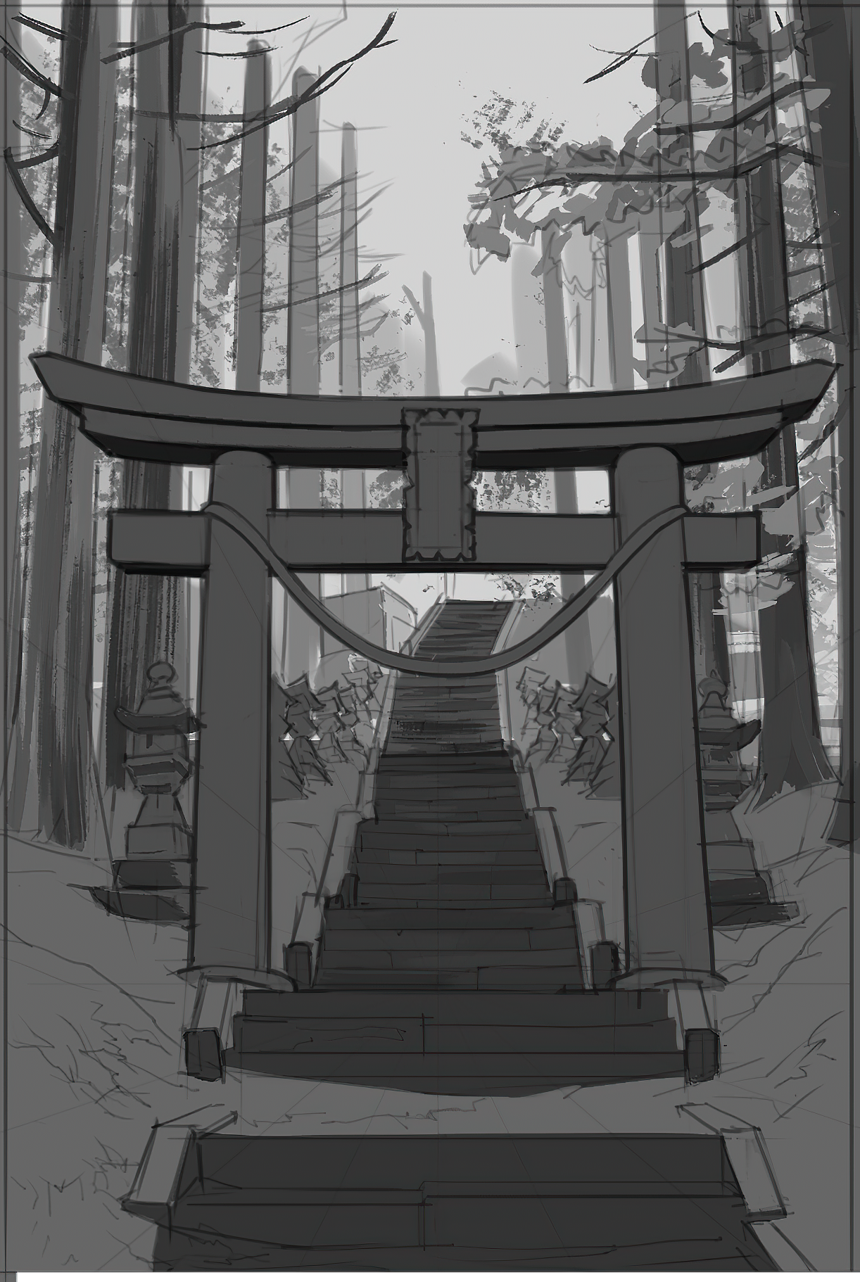 风景照手绘临摹 | 日本鸟居