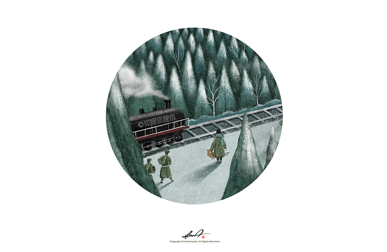 《雪落林场》（图ZMTQ2NDY0Nzk2） - 商业插画 - 站酷设计师瓜里瓜里瓜里原创素材 - 站酷ZCOOL