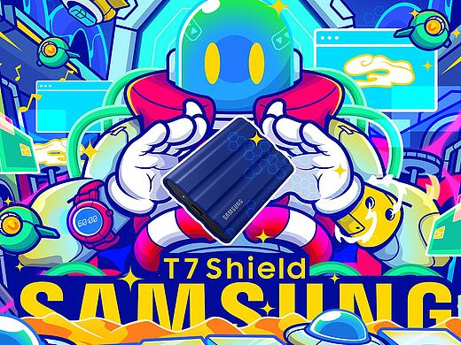 #闪耀“星”动#三星移动固态硬盘T7 Shield潮流海报