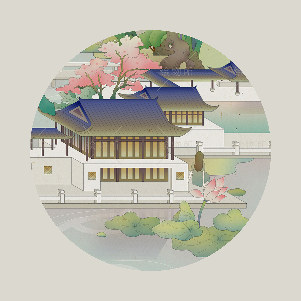 杭州绿城云栖桃花源清新国风地图（图ZMTY3NDgwNjEy） - 商业插画 - 站酷设计师moocheano原创素材 - 站酷ZCOOL