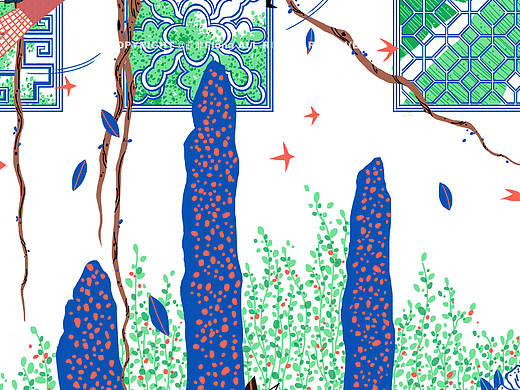 梦游园林系列插画之石笋