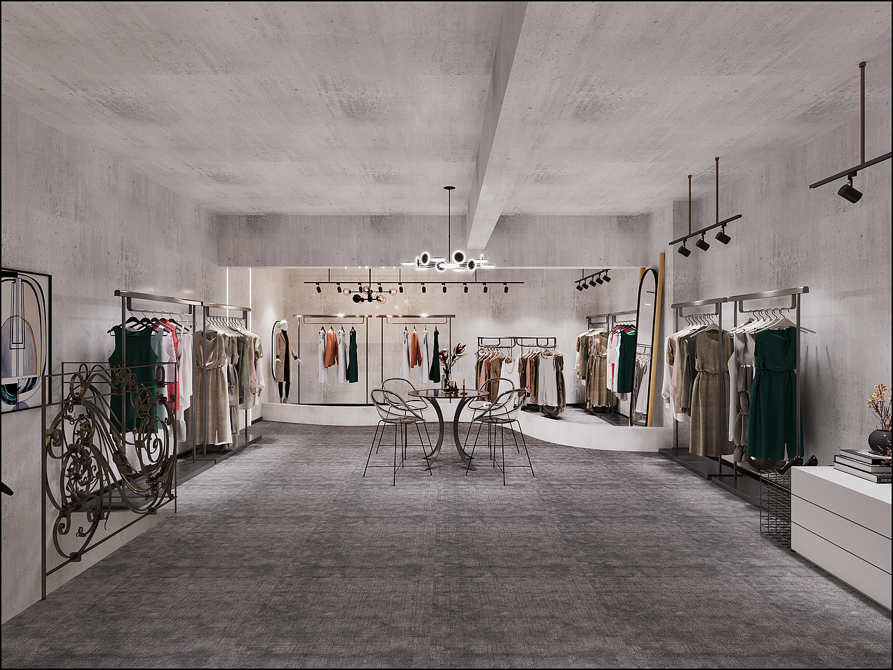 服装店现代工业风女装直播间