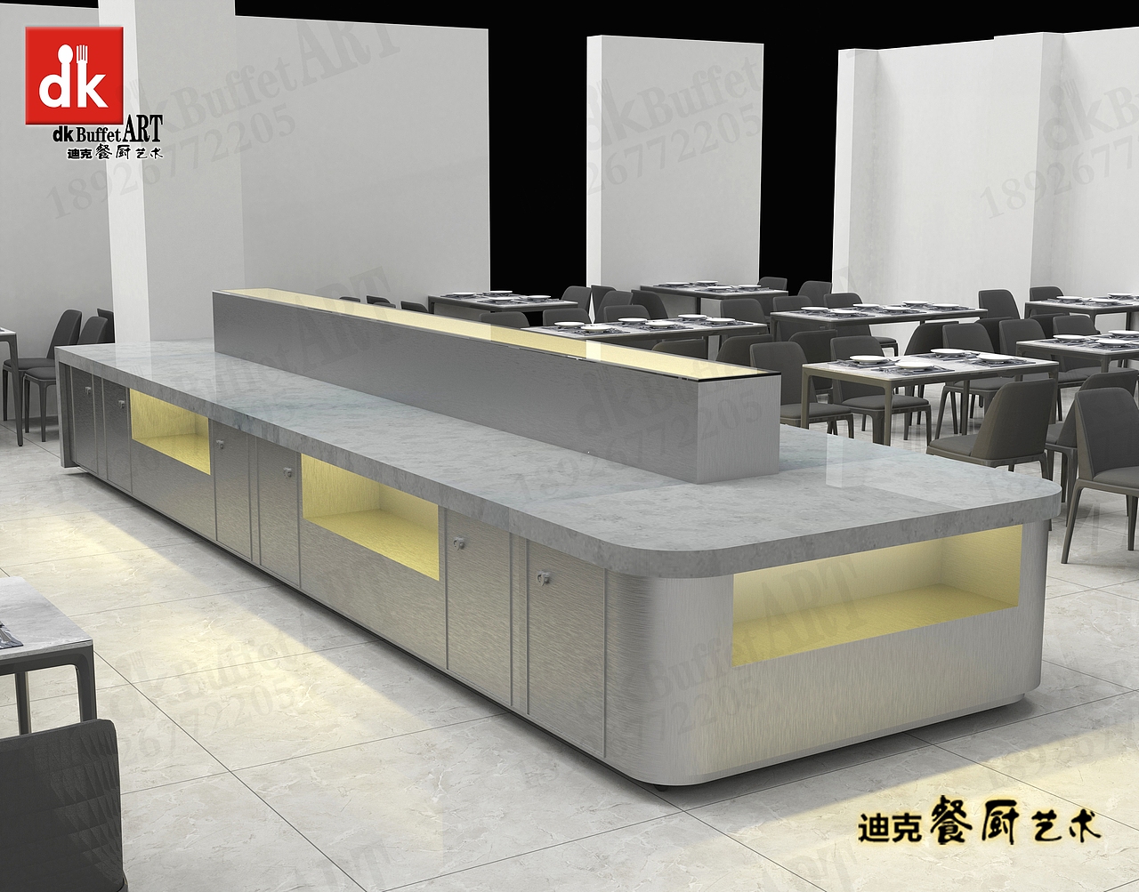 酒店自助餐台设计 艺术餐台布菲台 党校大理石布菲台