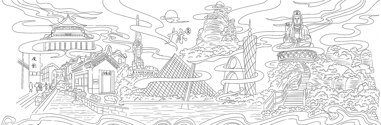 各省份旅游景点-线稿汇总