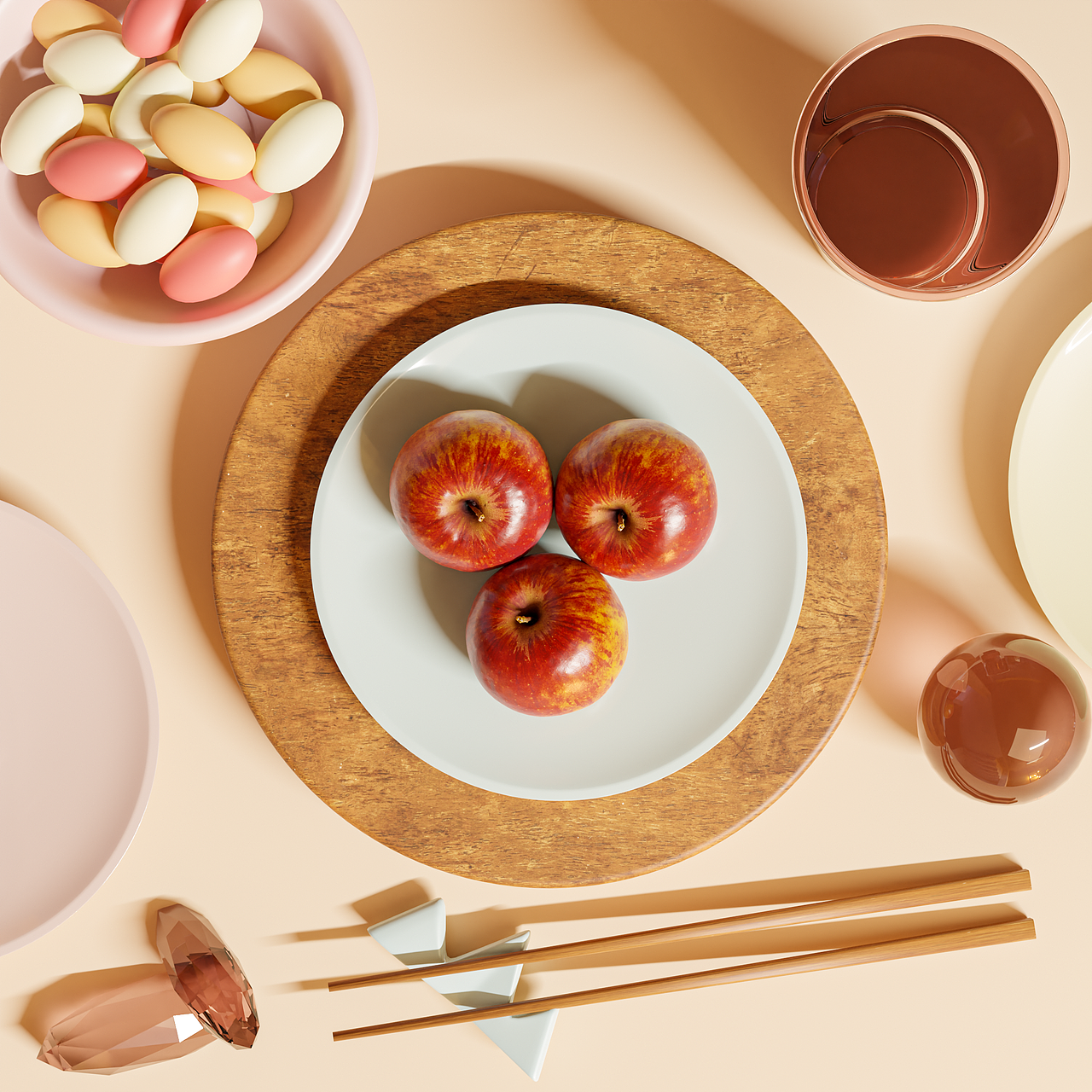 Blender3D三维建模渲染动漫卡通人物实物餐桌果蔬设计