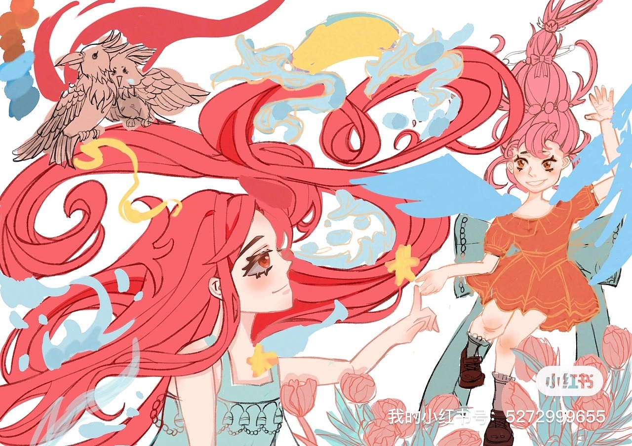 茶派七夕主题活动插画