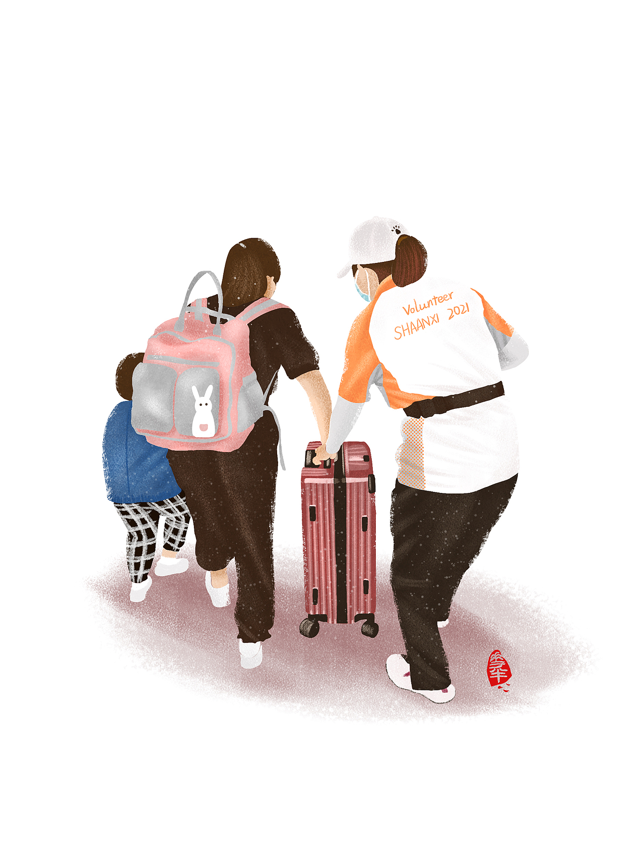 手绘 | 十四运志愿者“小秦宝”服务场景系列（图ZMjc1MDQzMzY0） - 创作习作 - 站酷设计师杨花半原创素材 - 站酷ZCOOL