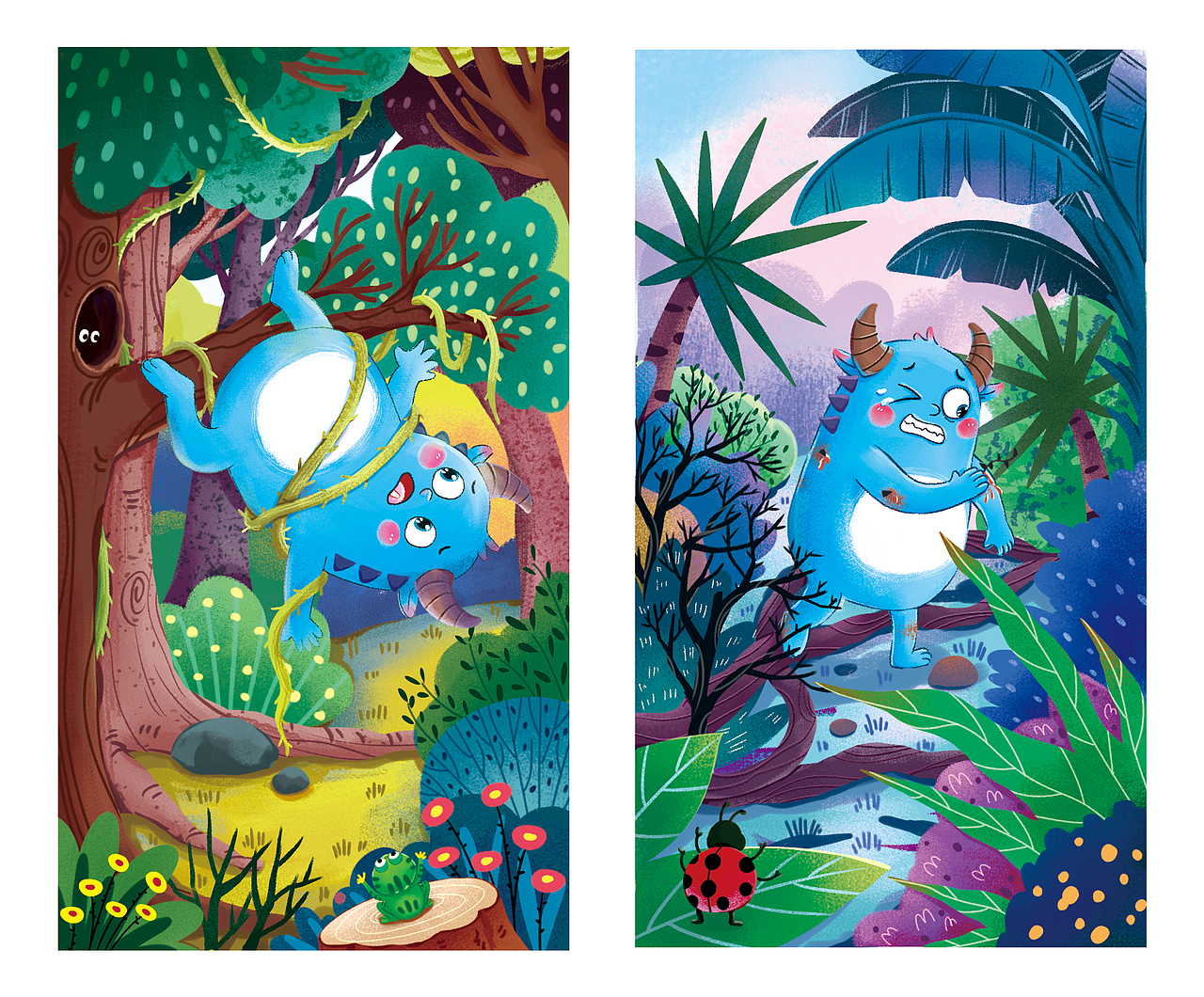 儿童杂志插画配图《打补丁的小怪兽》创作思考