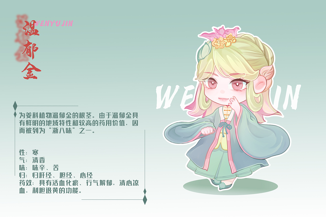 浙八味-八种中草药角色形象拟人设计|平面|ip形象