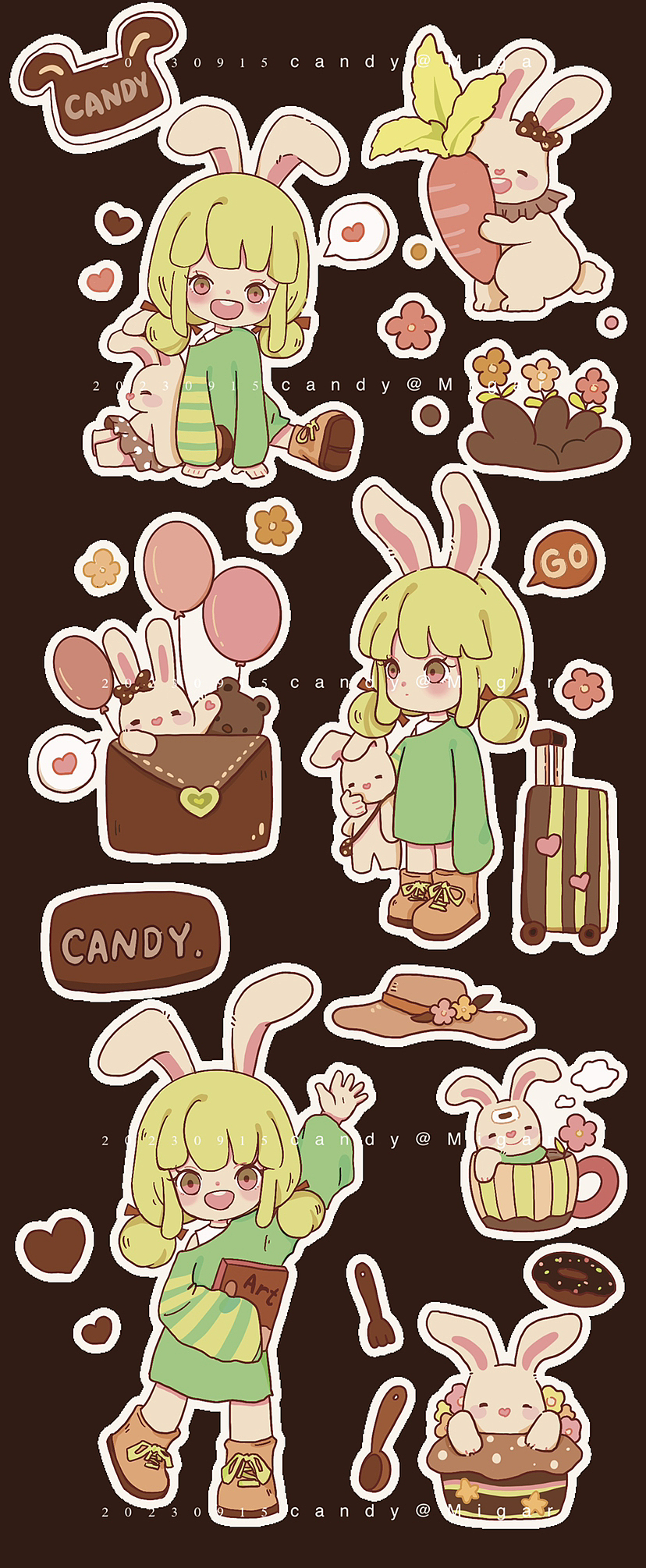 可爱手帐：CANDY🐰（图ZMzUwODc0MTQ0） - kids illustration - 站酷设计师亮晶晶的日常原创素材 - 站酷ZCOOL