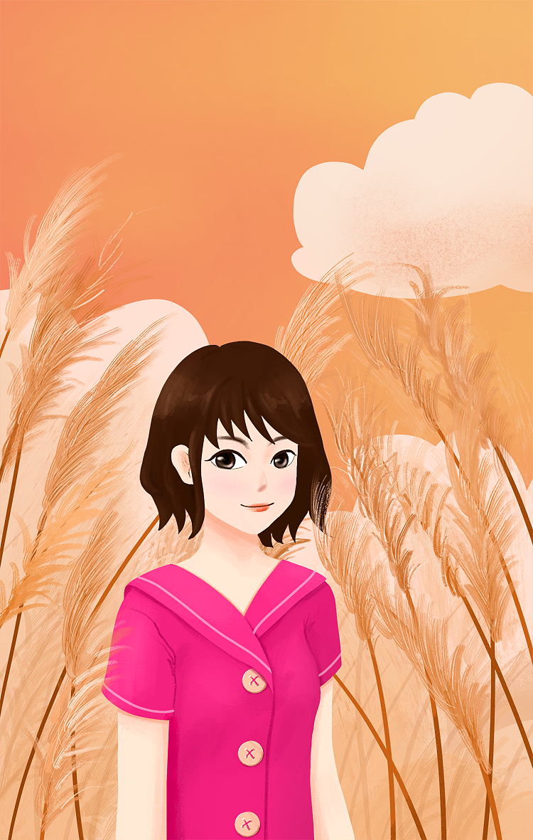 秋天芦苇地女孩