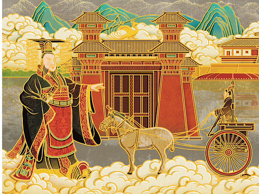 陕西汉阳陵博物馆 官方明信片 插画手绘