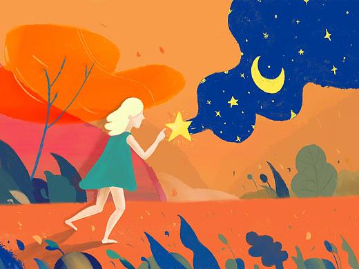 追星星的女孩（个人主页-ZMjU0MzI4NzY=） - 创作习作 - 站酷设计师雨山shear原创素材 - 站酷ZCOOL