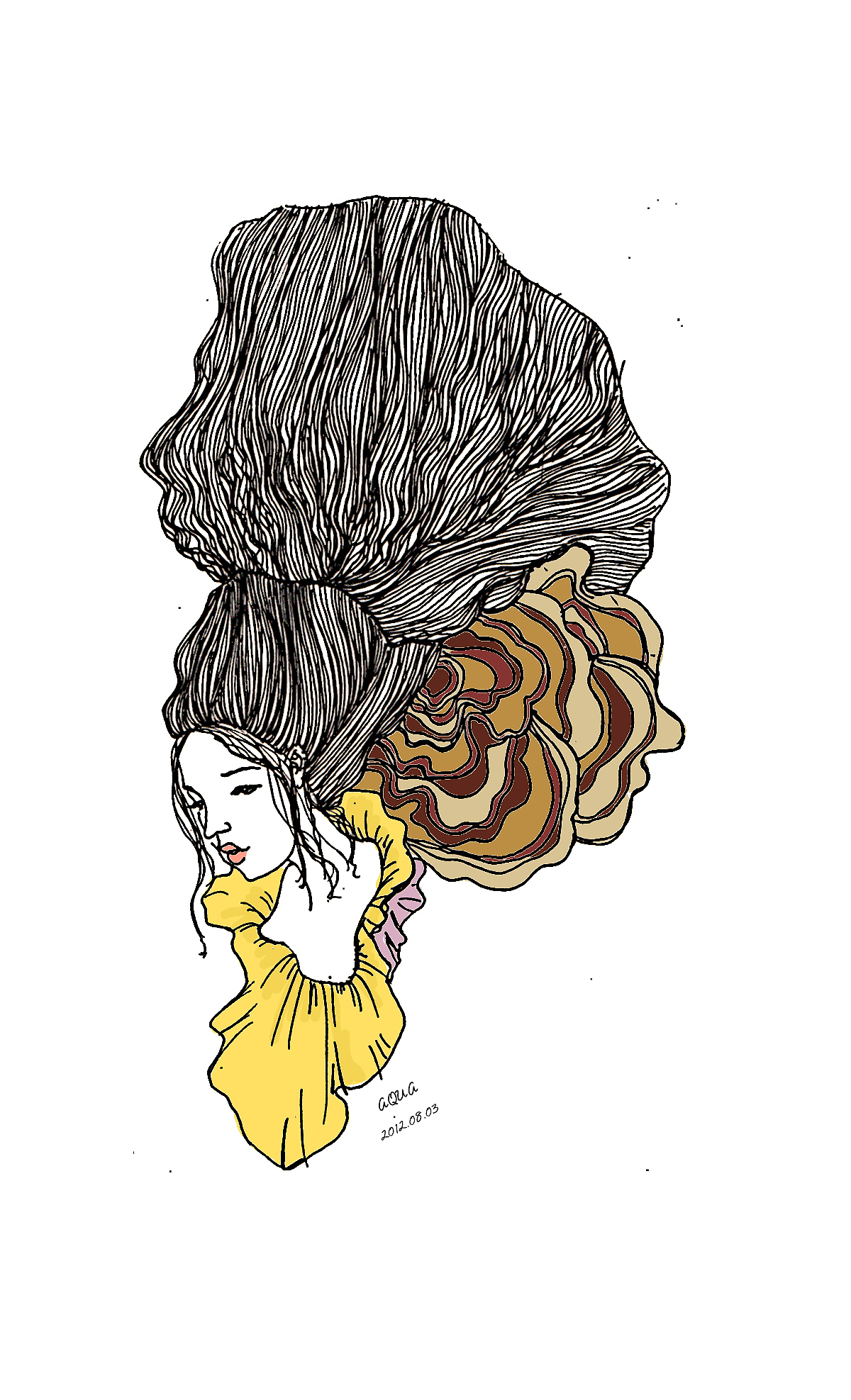 藏在头发里的小红豆