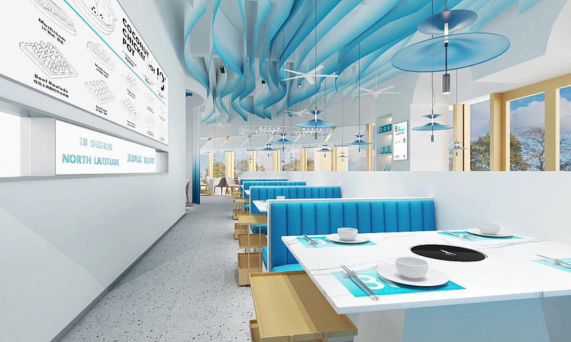 北纬十八度椰子鸡火锅店设计（图ZMzU2NDA2ODg0） - 酒店餐饮设计 - 站酷设计师美觉空间设计原创素材 - 站酷ZCOOL