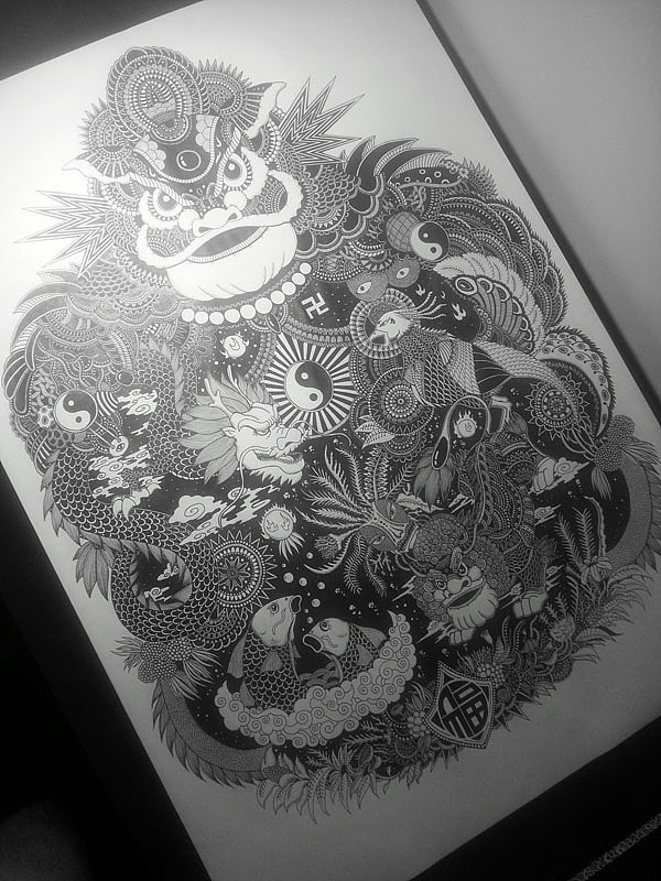 2开大画《最炫中国风》附绘制过程（图ZMTc0MjI3MzY=） - 新锐潮流插画 - 站酷设计师墩小贤原创素材 - 站酷ZCOOL