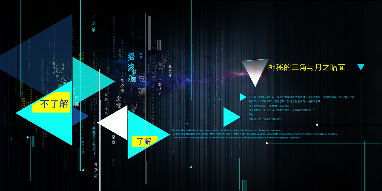 忽然那年月之暗面的封面图就很火,各大商店品牌店都开始把这图案印刷在衣服上,文具周边,或者是相册封面等等一系列的的三角,但是问过许多人这个图案最初是哪里开始流传的,并没有人知道,但是为什么就忽然这么受欢迎呢.