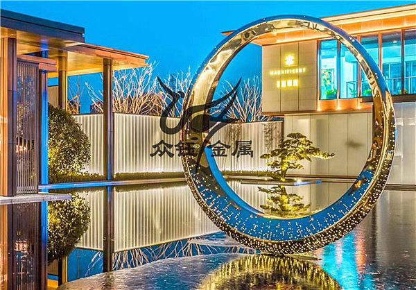 小区广场大型水景镜面抽象摆件 不锈钢雕塑