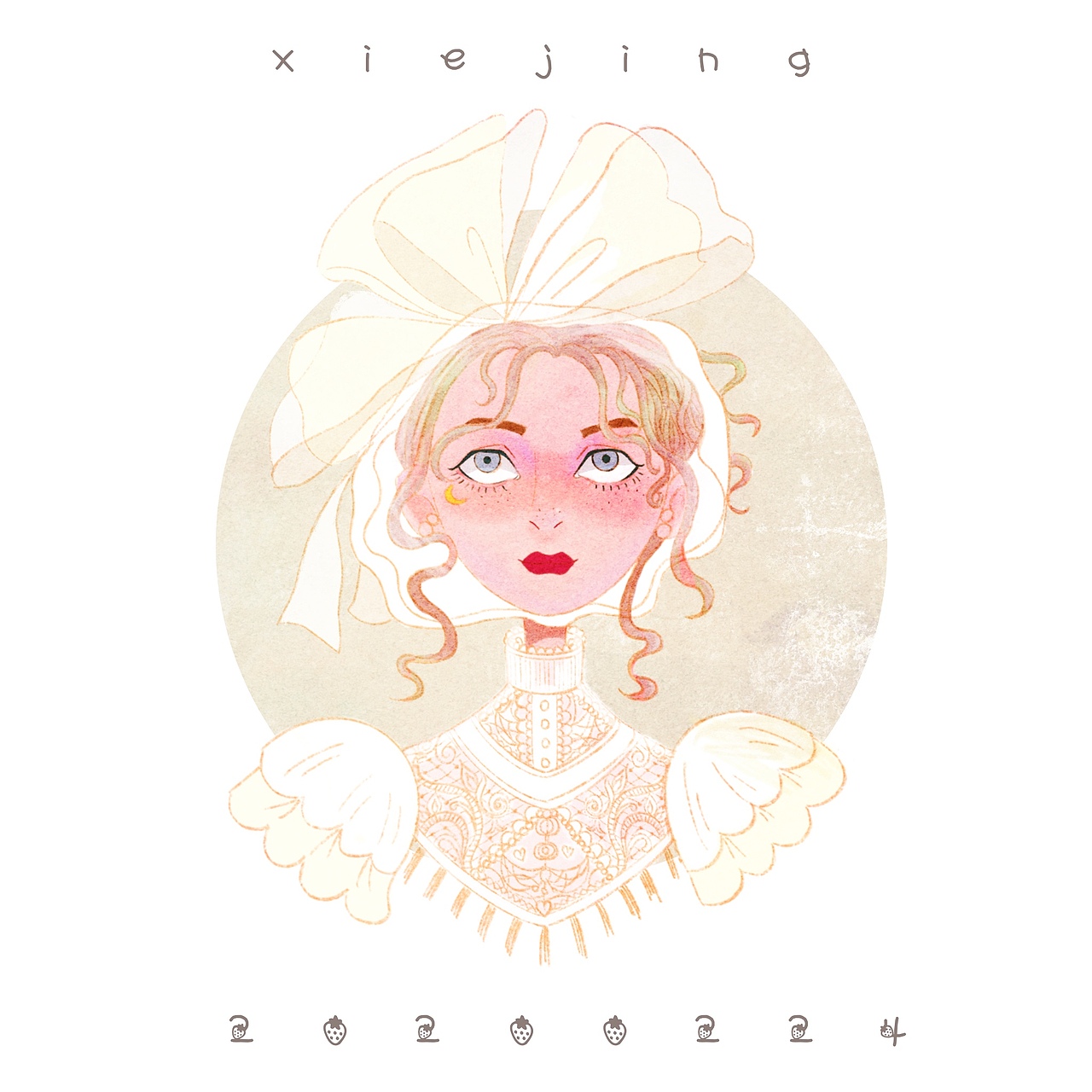 少女头像复古画风