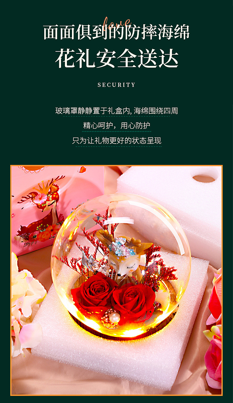 流光瓶永生花 小鹿永生花