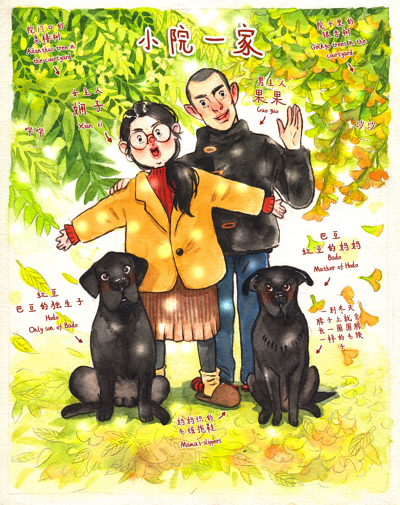小院一家（图ZOTU5MjIzMzY=） - 绘本 - 站酷设计师娴子动漫工作室原创素材 - 站酷ZCOOL