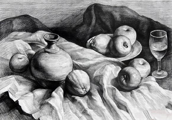 静物素描（图ZMTM3OTA3ODky） - 绘画 - 站酷设计师艺人xht原创素材 - 站酷ZCOOL