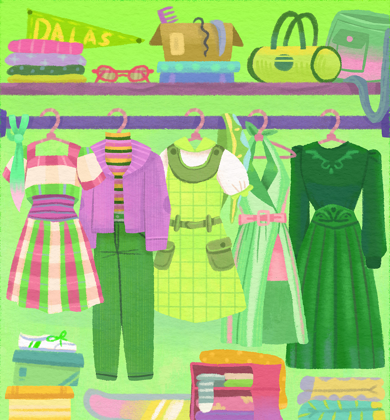 80年代复古衣橱（图ZMzA0NzQ0Mzgw） - 商业插画 - 站酷设计师插画师Rocky原创素材 - 站酷ZCOOL