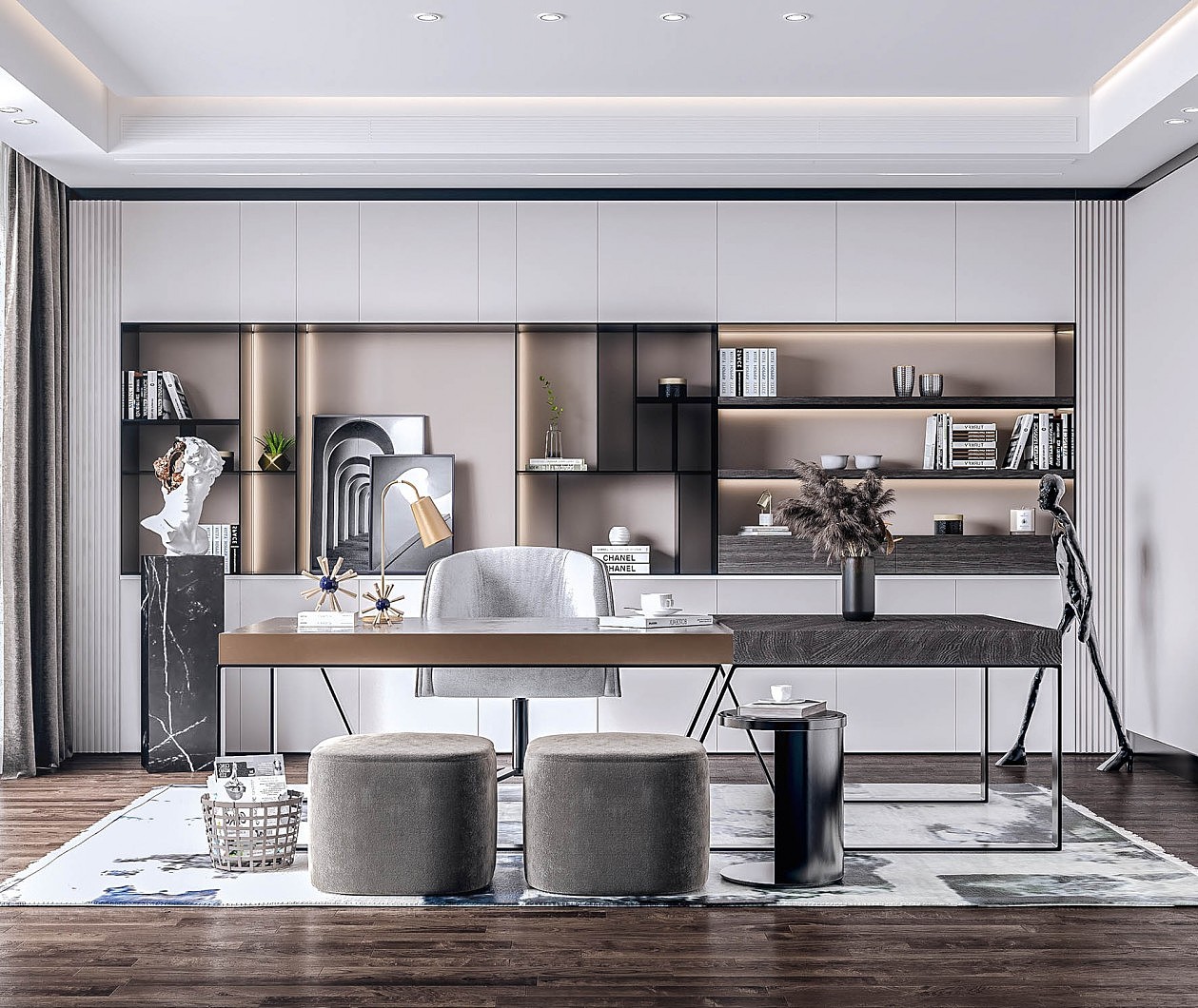 书房效果图设计（图ZMjE4MTM5NDky） - 家装设计 - 站酷设计师Z94392509原创素材 - 站酷ZCOOL