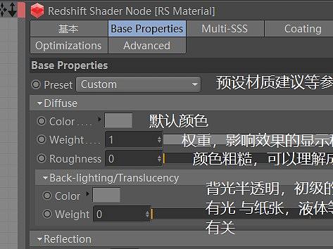 c4d-redshift红移渲染器的基础材质面板说明