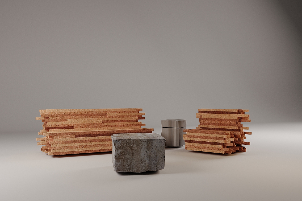 Natural软木沙发&XIID装置灯