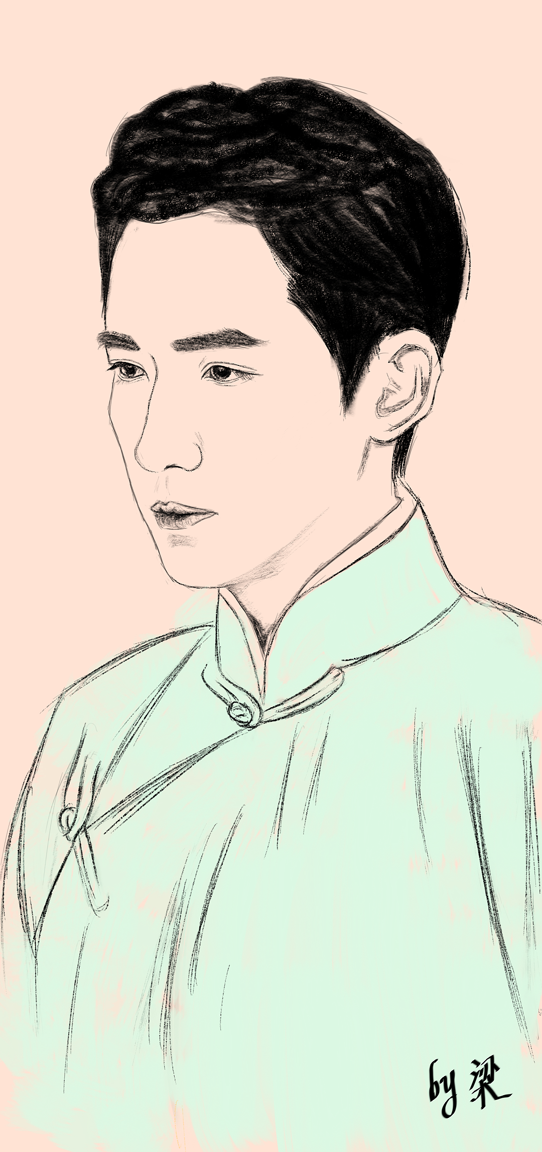 手绘板画的朱一龙