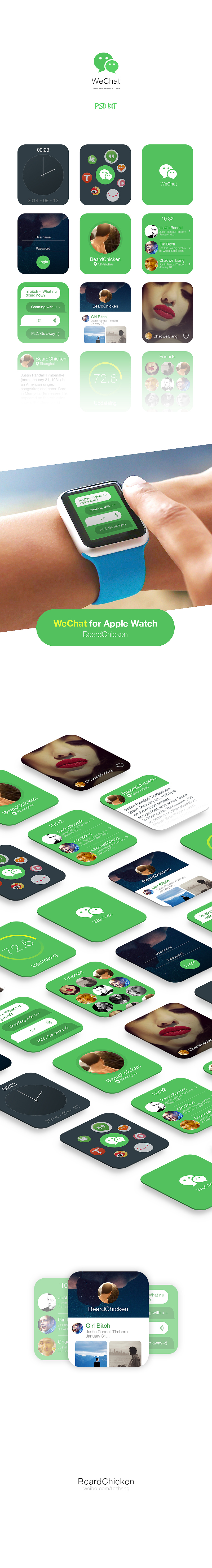 PSD-WeChat for Apple Watch（图ZMjExODY2ODA=） - APP界面 - 站酷设计师郁闷的鸡原创素材 - 站酷ZCOOL