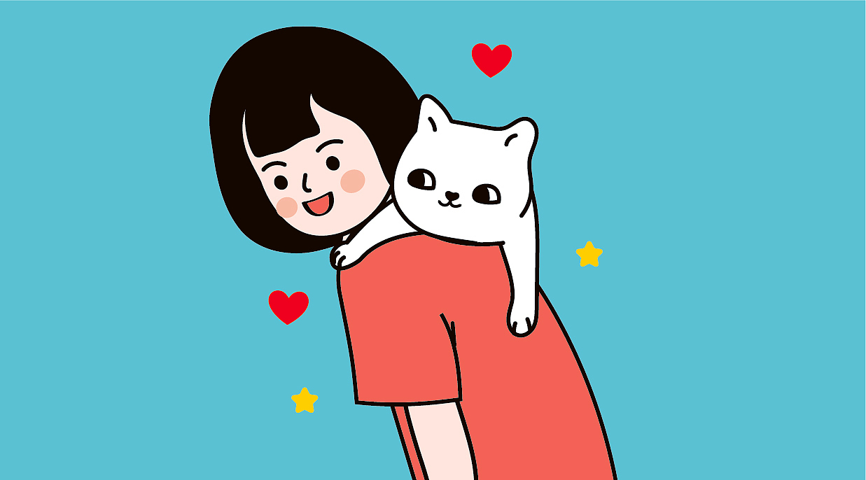 插画女孩猫咪猫粮（图ZMjM1ODY1MTA4） - 图案 - 站酷设计师阿茹生肖IP原创素材 - 站酷ZCOOL