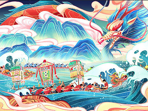 佛山南海龙舟文化——文创插画 
