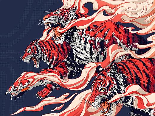 老虎商业案例插画和相关作品合集