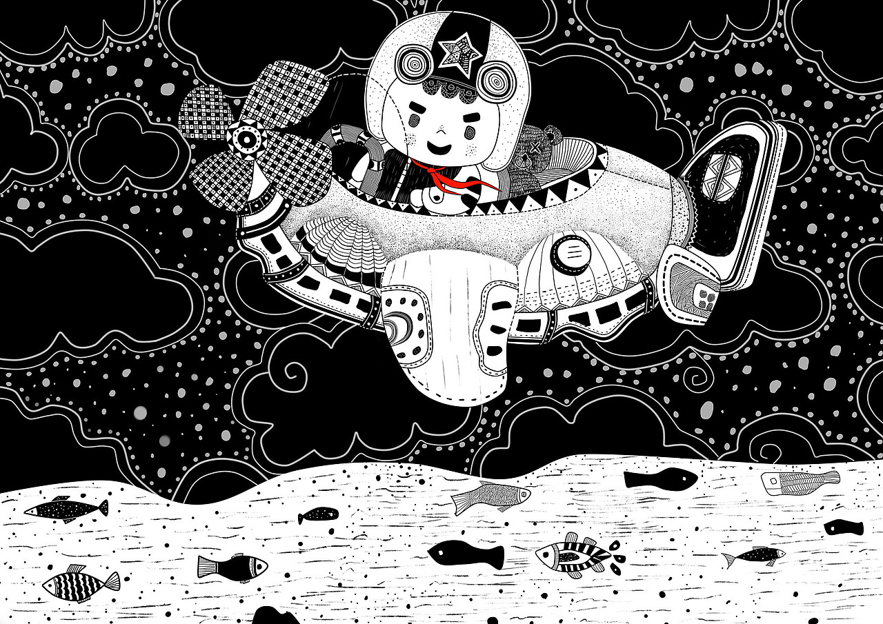 毕业设计-“童年梦”黑白插画设计（图ZNDk5NjU1NDA=） - 概念设定 - 站酷设计师缄默不是淑原创素材 - 站酷ZCOOL