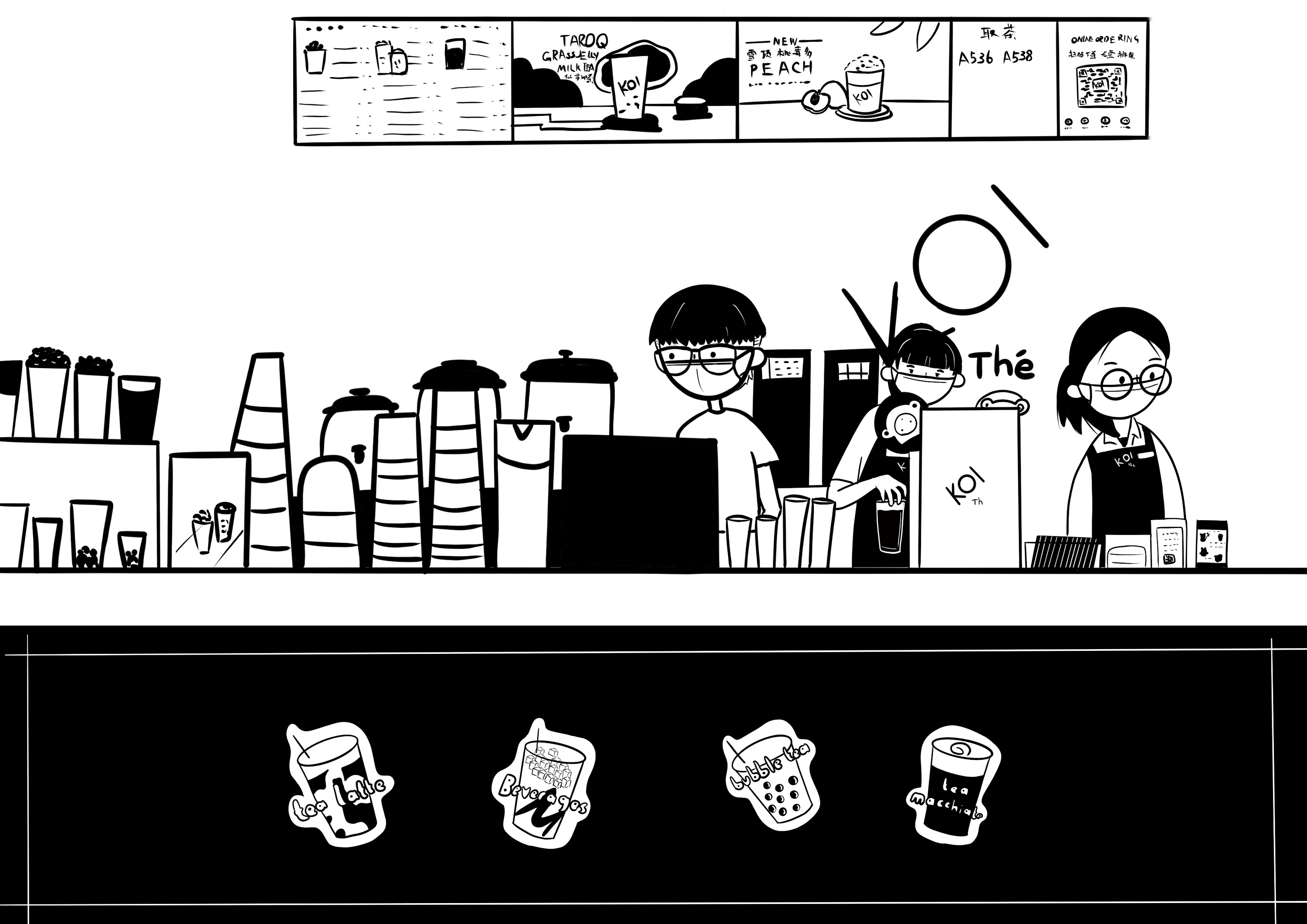 奶茶店简笔画 小黑板图片