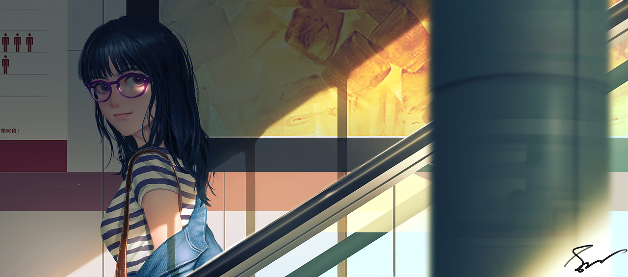 地铁口的她（图ZMTc0MzkyOTAw） - 商业插画 - 站酷设计师星海陛下原创素材 - 站酷ZCOOL