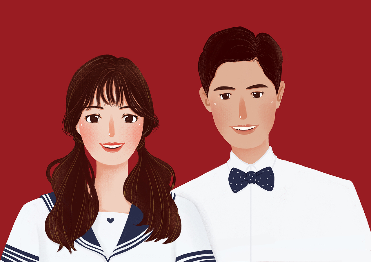 ETIN插画 / 手绘结婚登记照