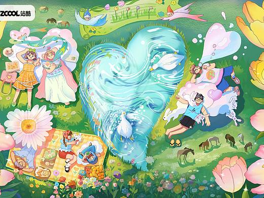 心相印——沁心水镜（个人主页-ZNjQ4OTIwOTI=） - 商业插画 - 站酷设计师桃跑雪碧原创素材 - 站酷ZCOOL